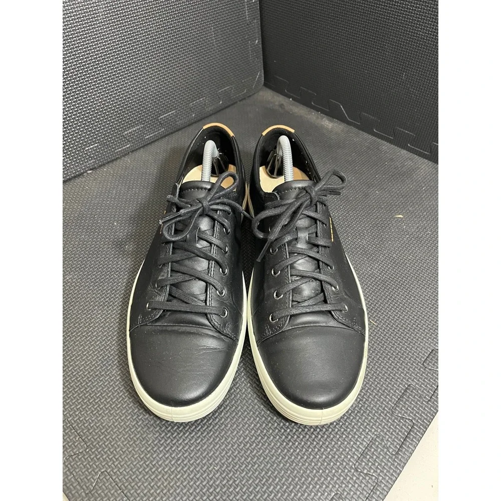 ECCO Soft 7 Sneaker Mens 46 US 12-12.5 Black Leather Low Top Lace Up 43000401001